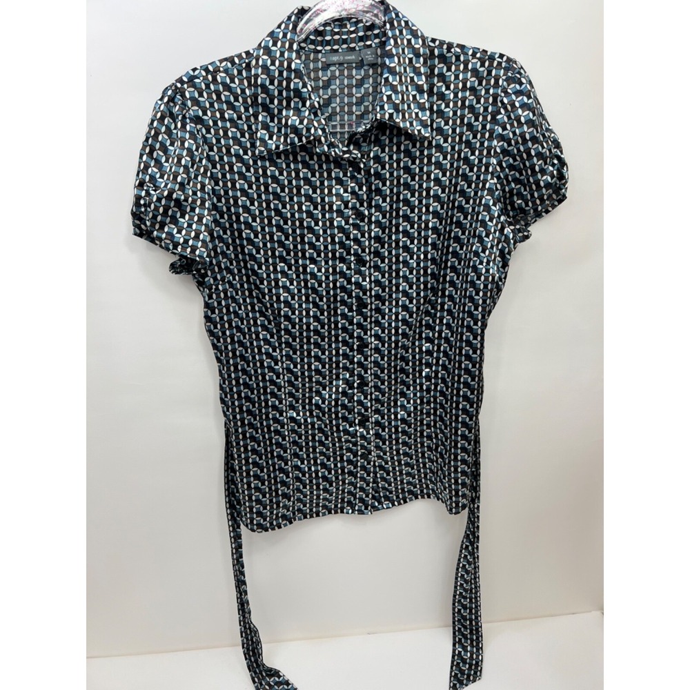 Apt.‎ 9 Belted Button Down Short Sleeve Dress Shirt Womens Medium